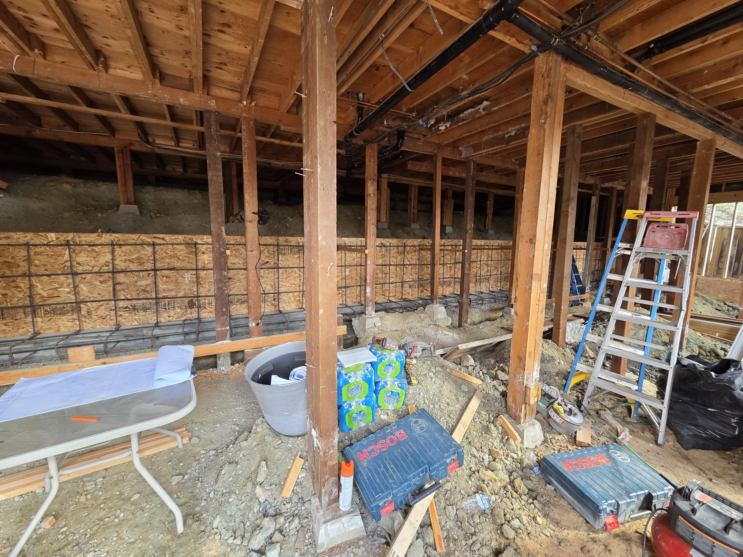Retaining Wall Foundation Framing Under Construction