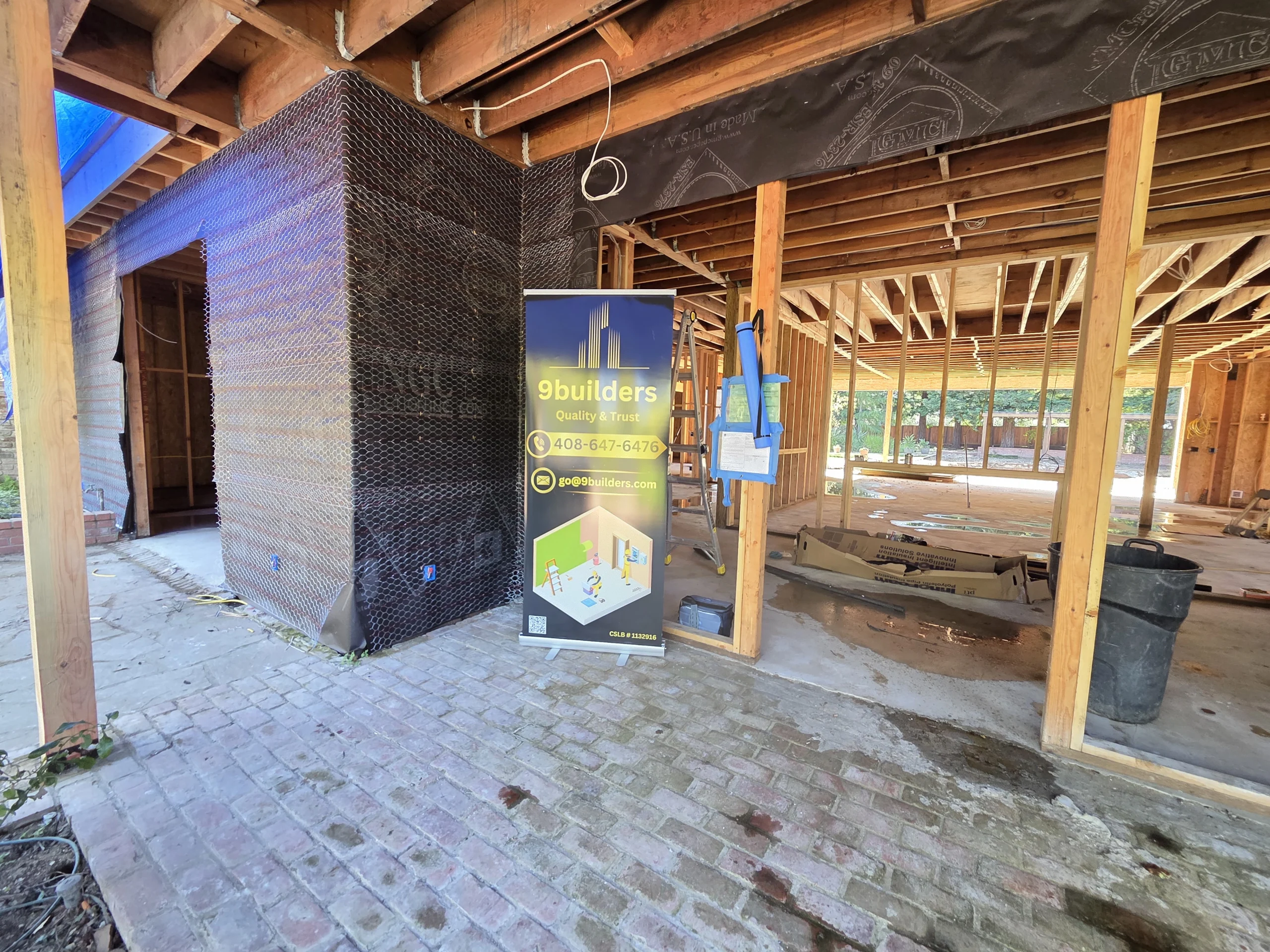 Construction Progress at 9Builders Site with Protective Covering