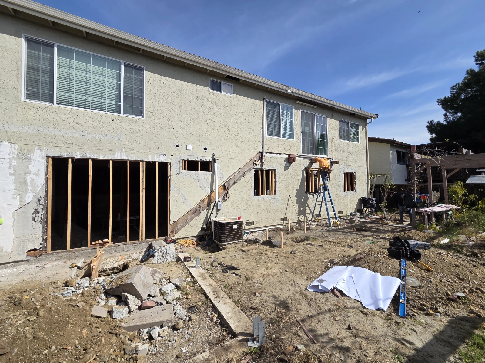 Rebar and Concrete Foundation for Retaining Wall