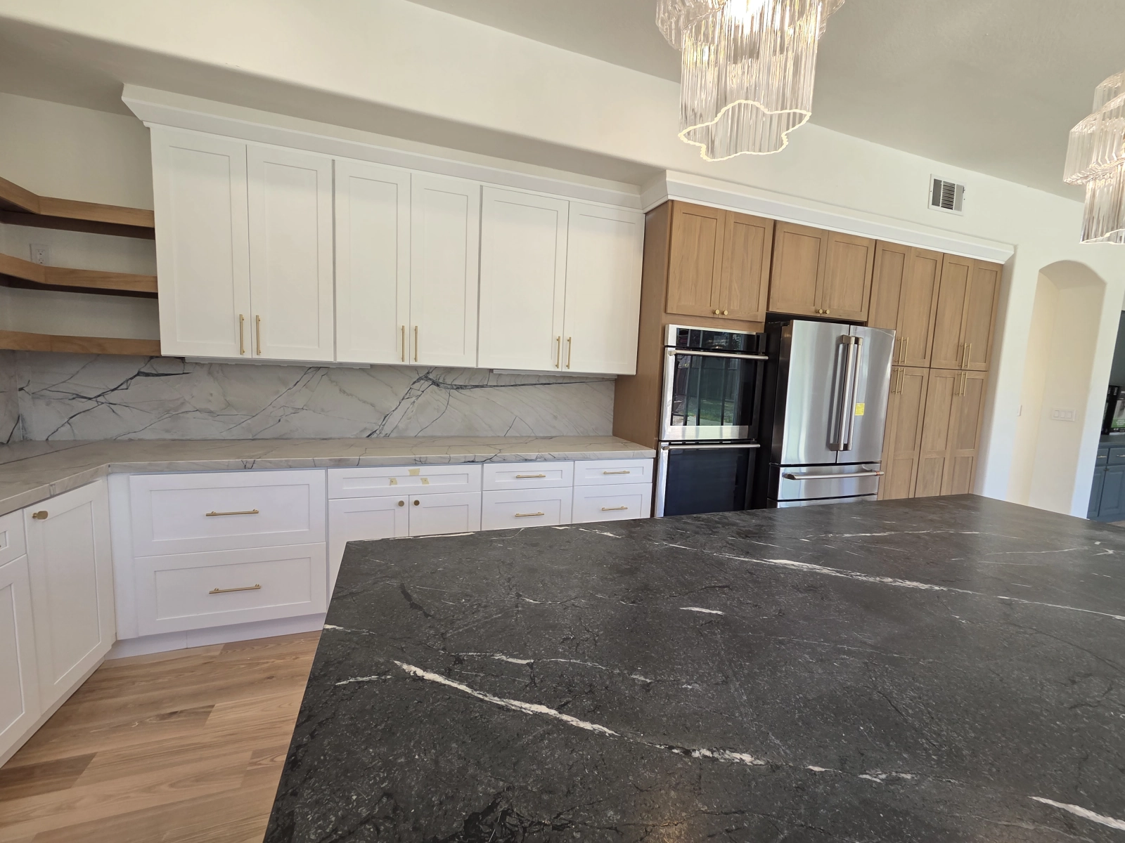 9Builders: Completed Kitchen Remodel with Spacious Layout and Elegant Finishes