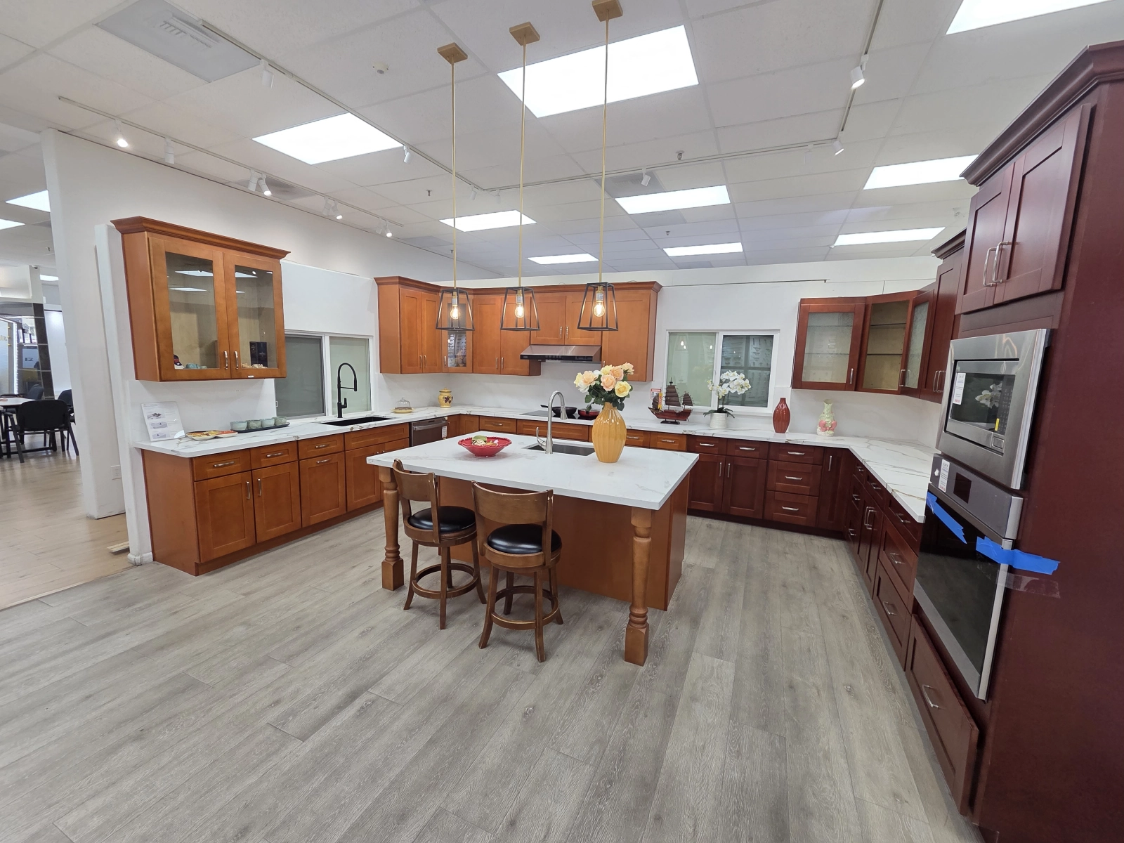 Spacious Kitchen Featuring Natural Wood Finishes