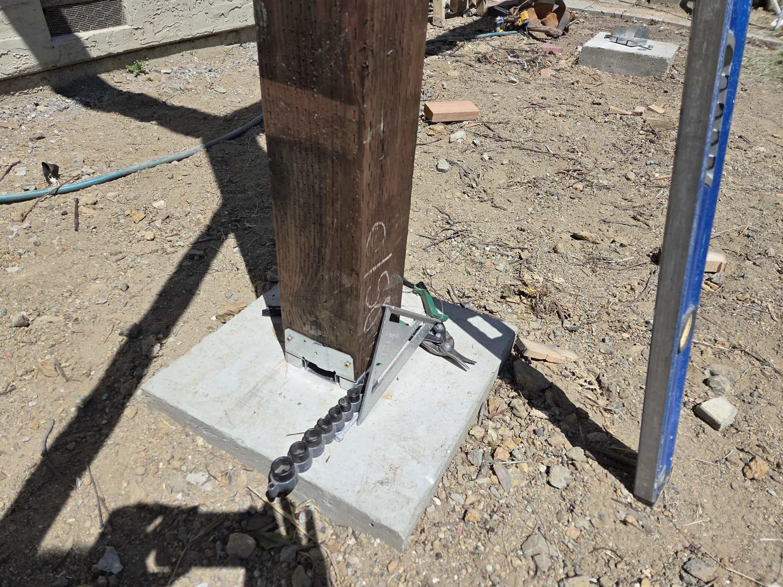 House exterior prepared for deck construction