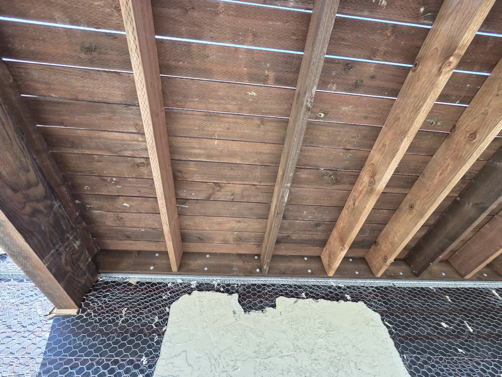 Underdeck construction showing joist details