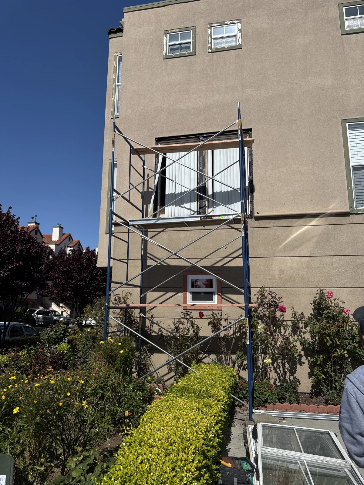 Window Replacement in Progress with Equipment