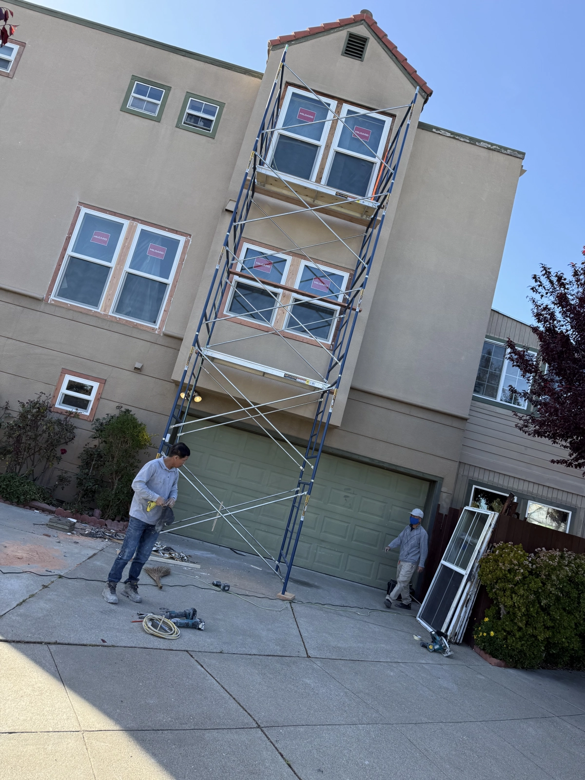 Window Installation Process with Scaffolding