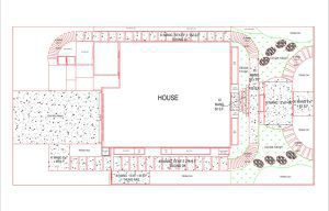 Property Overview – An aerial view of the complete property layout and landscaping plan.