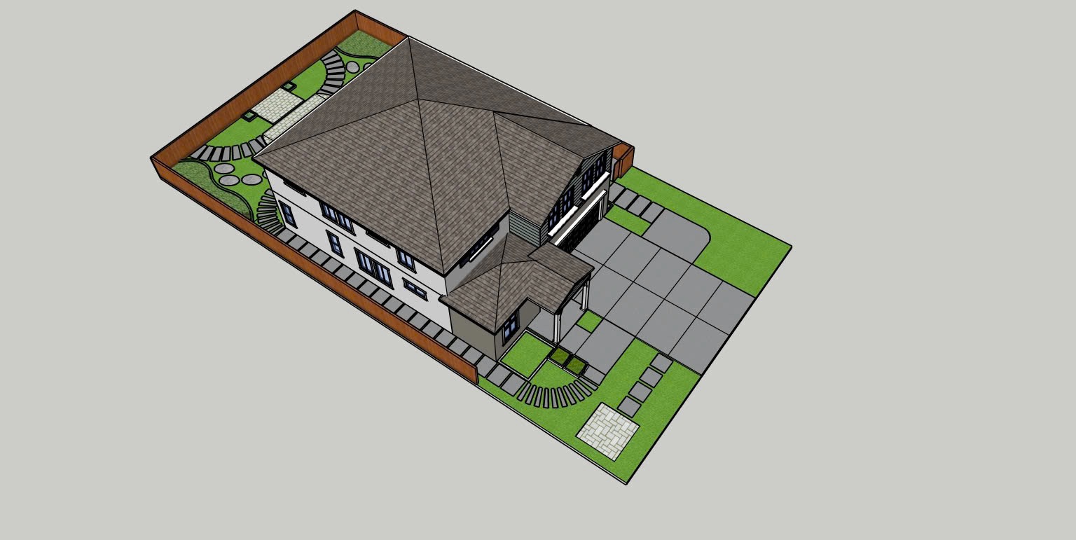 Complete Front Yard Design – A well-maintained front yard with a blend of plants and lawn, providing a welcoming entrance.