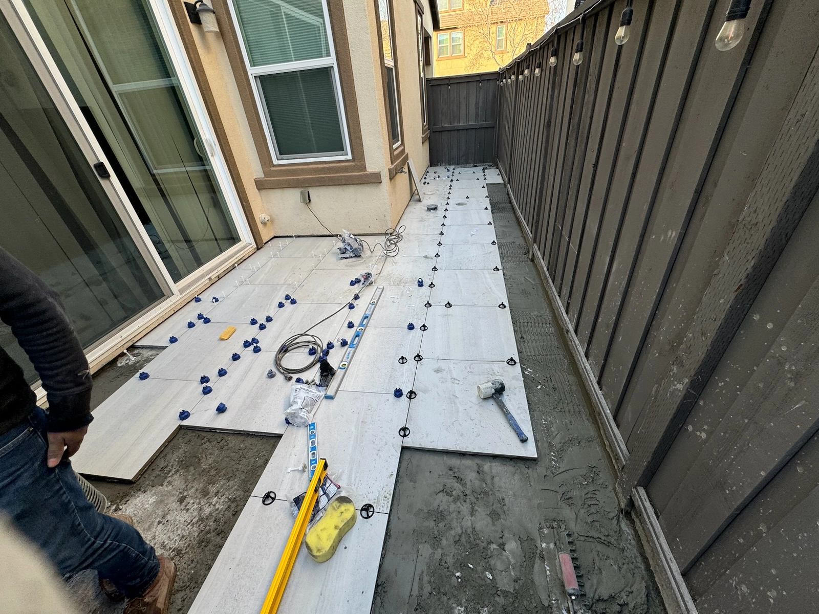 Outdoor Tile Installation Process in Progress