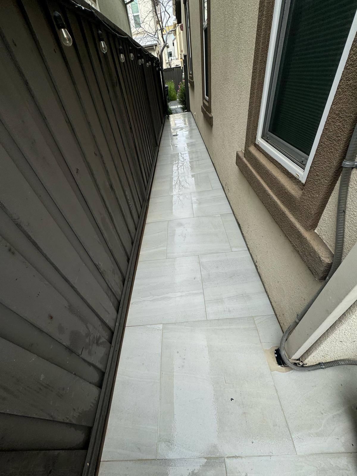 Completed Outdoor Tile Area with Light Fixtures